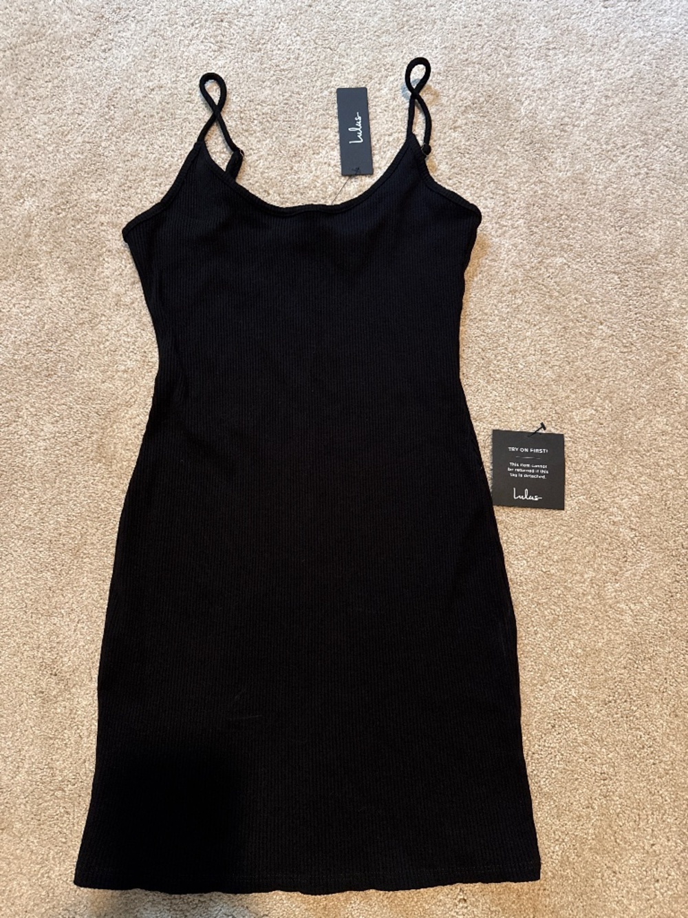 Lulus Black ribbed mini tank dress